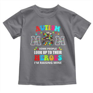 Autism Mom Toddler T Shirt Raising Hero Messy Bun Autism Awareness TS10 Charcoal Print Your Wear