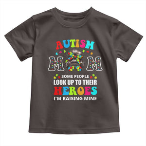 Autism Mom Toddler T Shirt Raising Hero Messy Bun Autism Awareness TS10 Dark Chocolate Print Your Wear