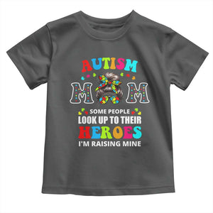 Autism Mom Toddler T Shirt Raising Hero Messy Bun Autism Awareness TS10 Dark Heather Print Your Wear