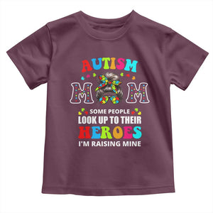 Autism Mom Toddler T Shirt Raising Hero Messy Bun Autism Awareness TS10 Maroon Print Your Wear