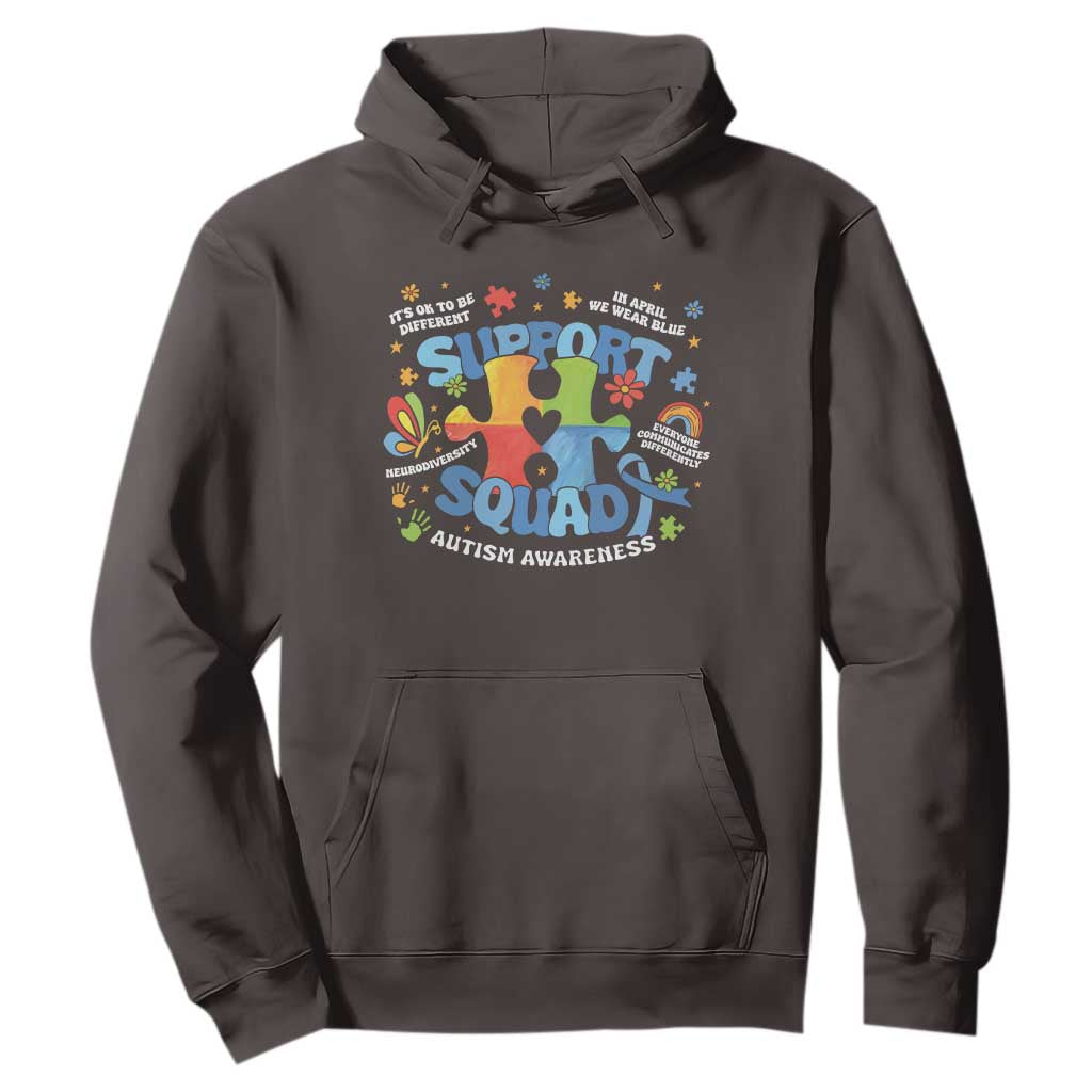 Autism Awareness Support Squad Hoodie TS10 Dark Chocolate Print Your Wear
