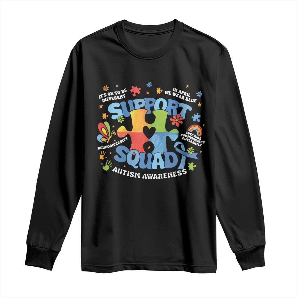Autism Awareness Support Squad Long Sleeve Shirt TS10 Black Print Your Wear