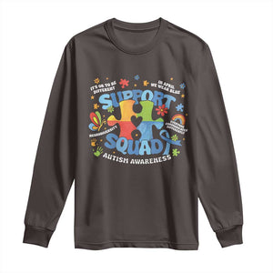 Autism Awareness Support Squad Long Sleeve Shirt TS10 Dark Chocolate Print Your Wear