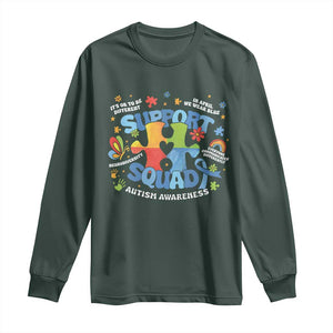 Autism Awareness Support Squad Long Sleeve Shirt TS10 Dark Forest Green Print Your Wear