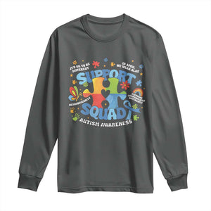 Autism Awareness Support Squad Long Sleeve Shirt TS10 Dark Heather Print Your Wear
