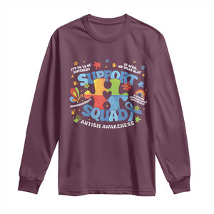 Autism Awareness Support Squad Long Sleeve Shirt TS10 Maroon Print Your Wear