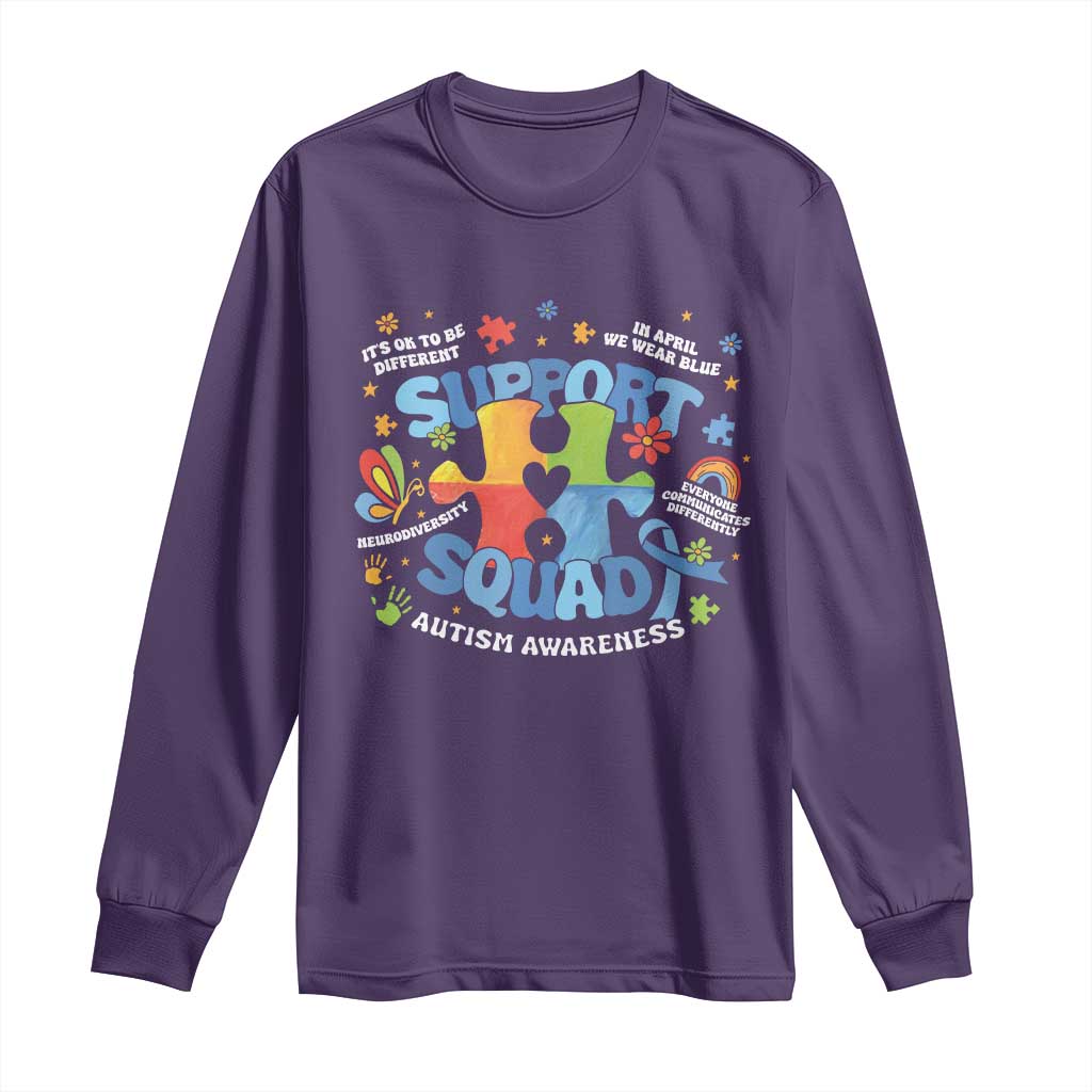 Autism Awareness Support Squad Long Sleeve Shirt TS10 Purple Print Your Wear