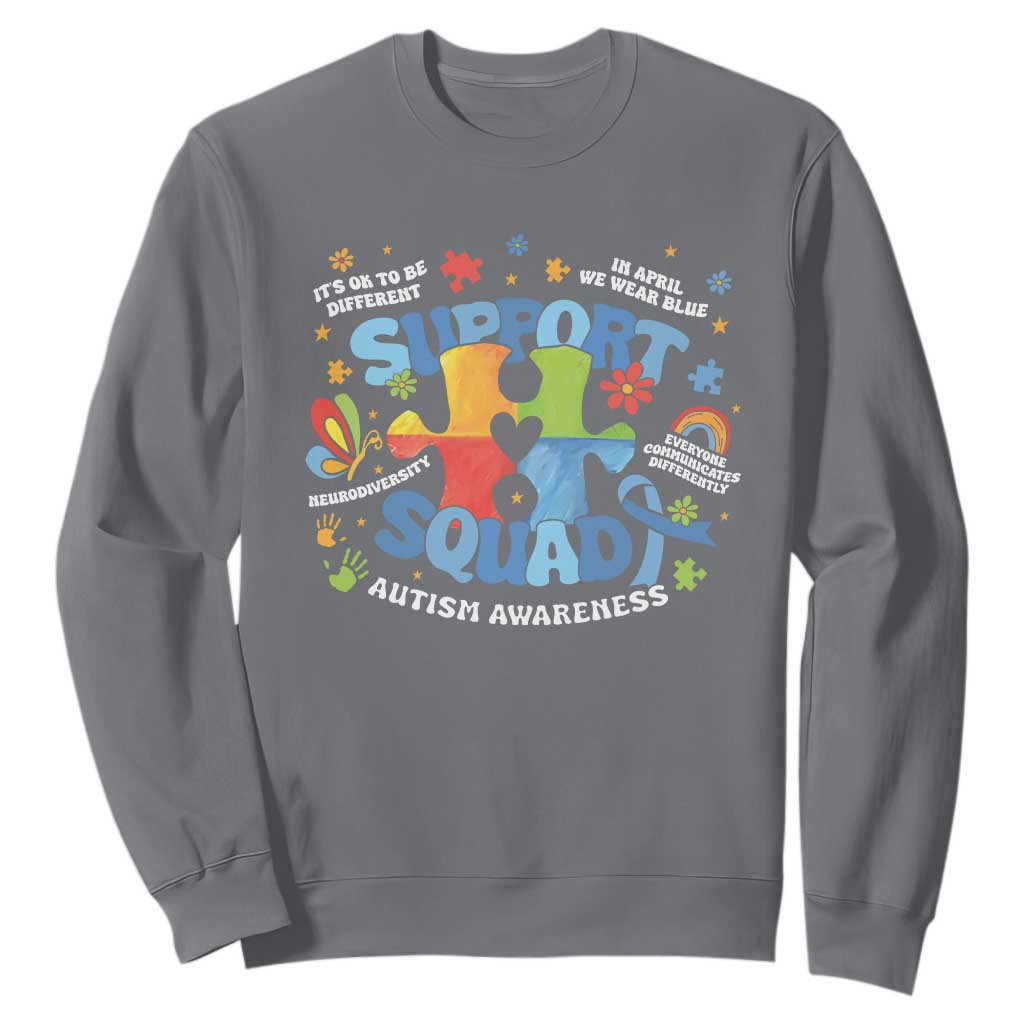 Autism Awareness Support Squad Sweatshirt TS10 Charcoal Print Your Wear