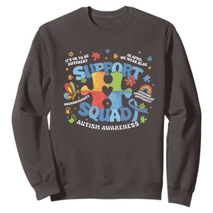 Autism Awareness Support Squad Sweatshirt TS10 Dark Chocolate Print Your Wear