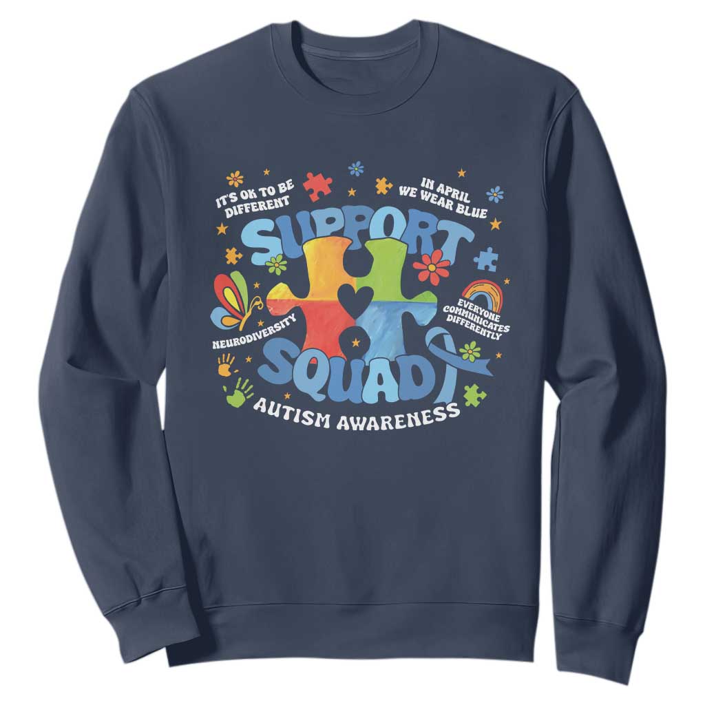 Autism Awareness Support Squad Sweatshirt TS10 Navy Print Your Wear