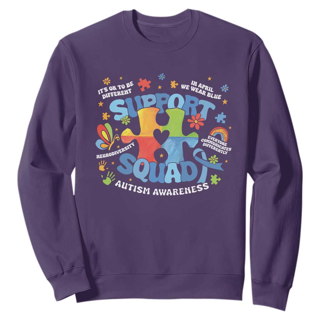 Autism Awareness Support Squad Sweatshirt TS10 Purple Print Your Wear
