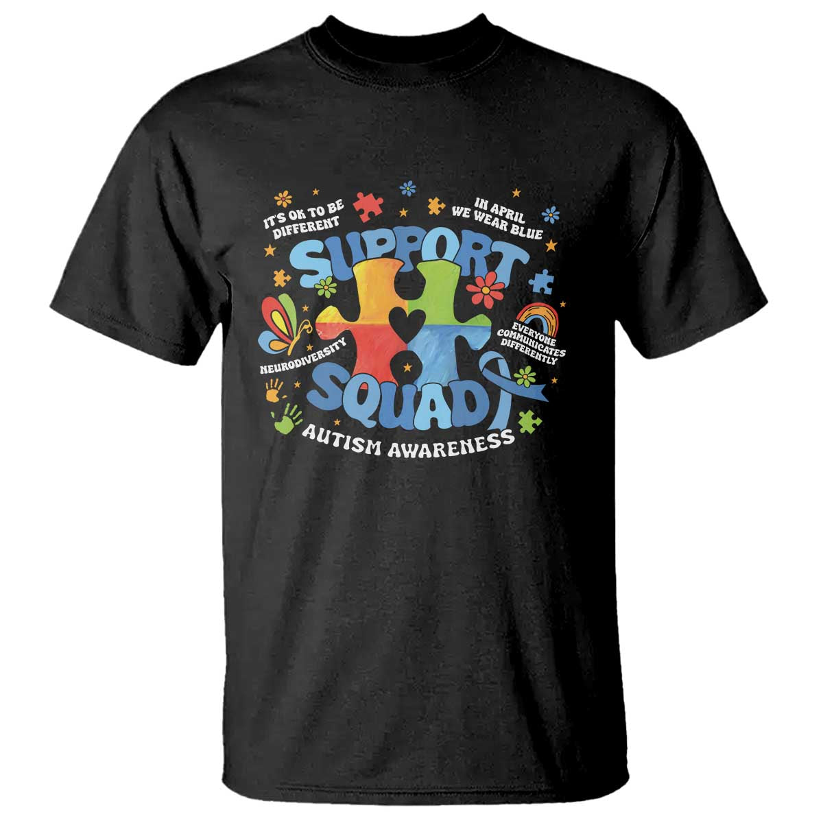 Autism Awareness Support Squad T Shirt TS10 Black Print Your Wear