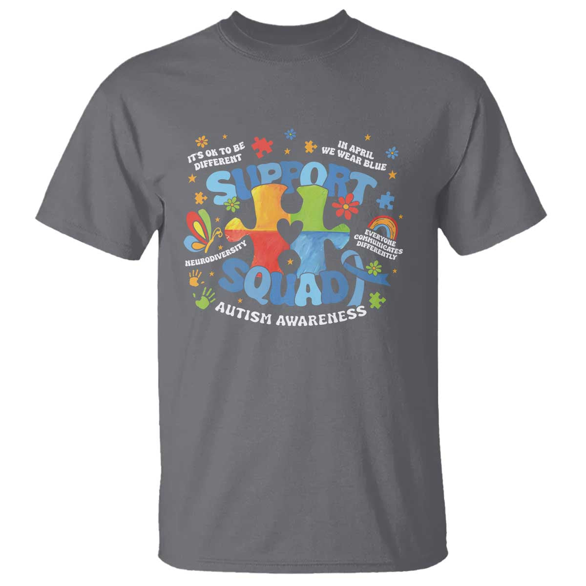 Autism Awareness Support Squad T Shirt TS10 Charcoal Print Your Wear