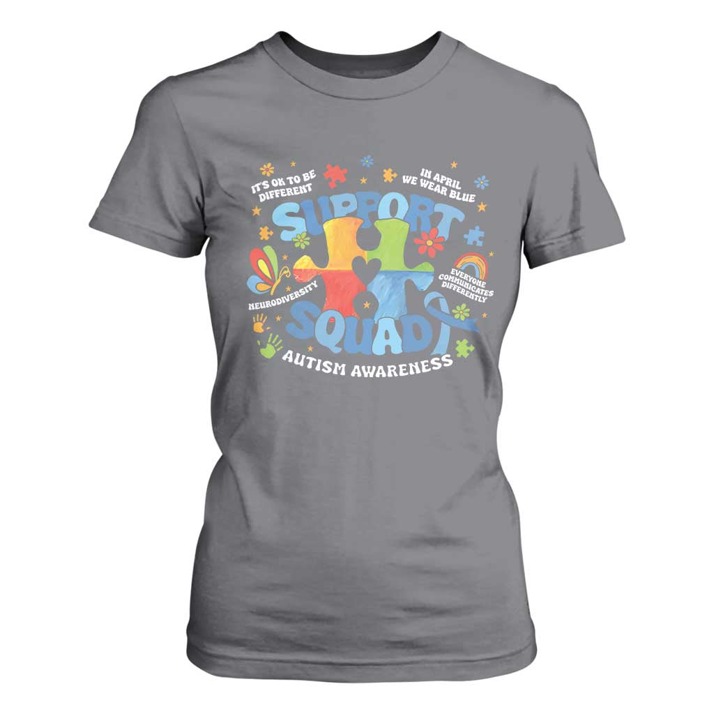 Autism Awareness Support Squad T Shirt For Women TS10 Charcoal Print Your Wear