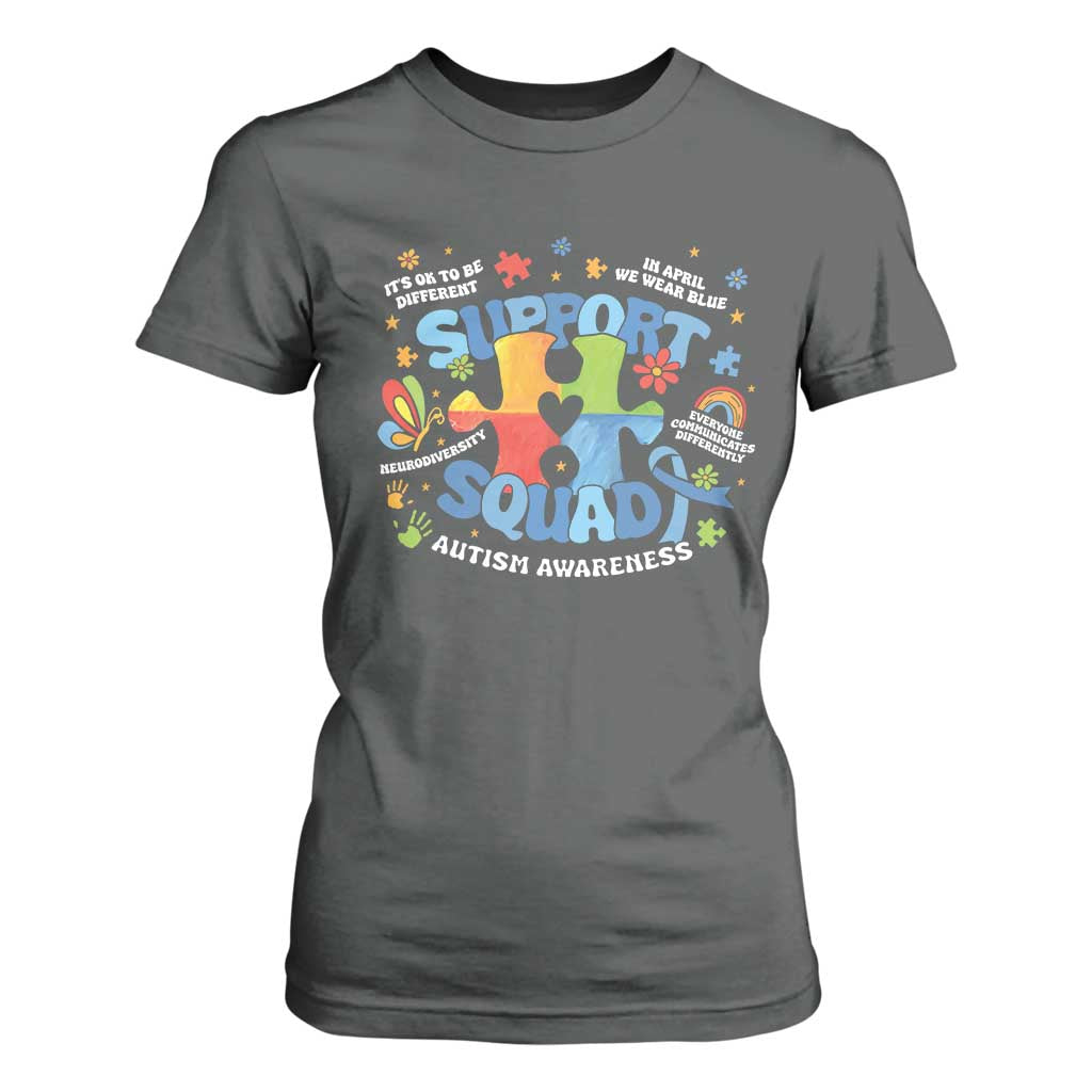 Autism Awareness Support Squad T Shirt For Women TS10 Dark Heather Print Your Wear