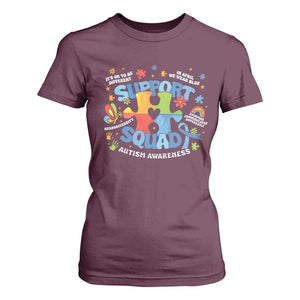 Autism Awareness Support Squad T Shirt For Women TS10 Maroon Print Your Wear