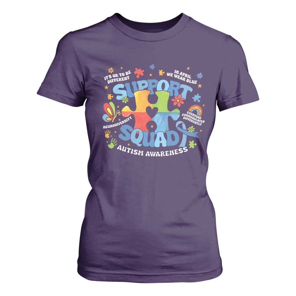 Autism Awareness Support Squad T Shirt For Women TS10 Purple Print Your Wear