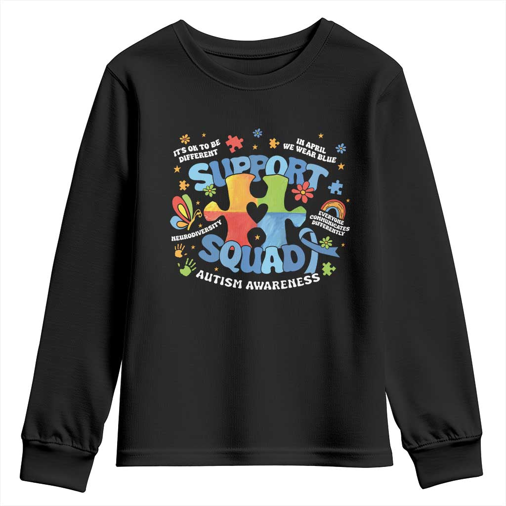 Autism Awareness Support Squad Youth Sweatshirt TS10 Black Print Your Wear