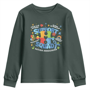 Autism Awareness Support Squad Youth Sweatshirt TS10 Dark Forest Green Print Your Wear
