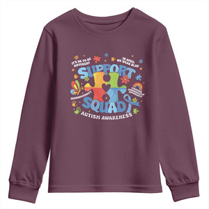 Autism Awareness Support Squad Youth Sweatshirt TS10 Maroon Print Your Wear