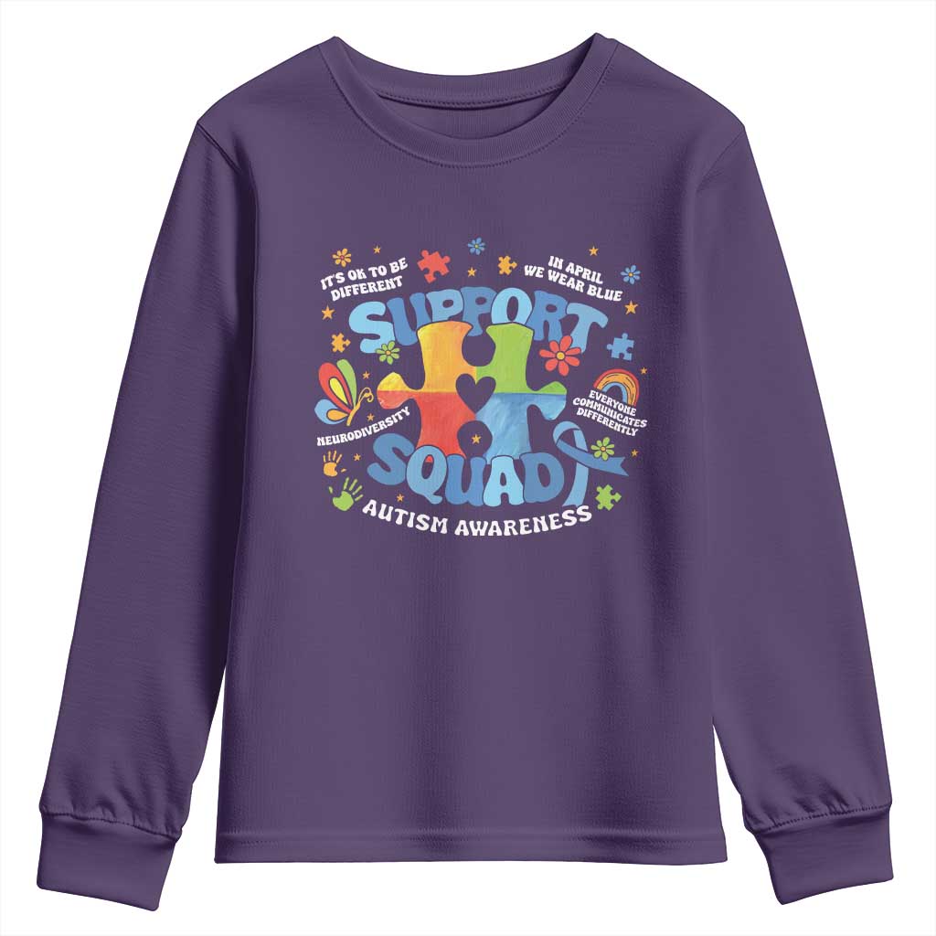 Autism Awareness Support Squad Youth Sweatshirt TS10 Purple Print Your Wear