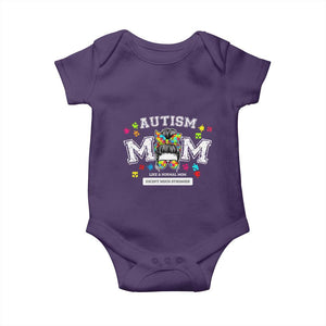 Autism Mom Baby Onesie Much Stronger Messy Bun ASD Autism Awareness TS10 Purple Print Your Wear