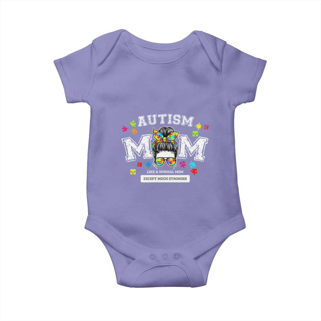 Autism Mom Baby Onesie Much Stronger Messy Bun ASD Autism Awareness TS10 Violet Print Your Wear
