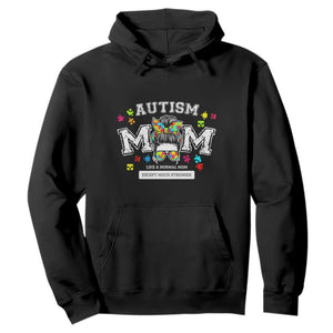 Autism Mom Hoodie Much Stronger Messy Bun ASD Autism Awareness TS10 Black Print Your Wear
