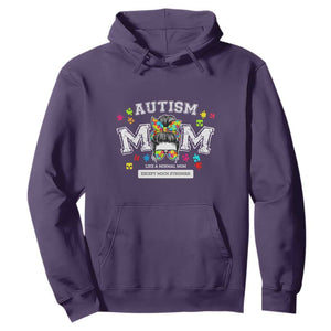 Autism Mom Hoodie Much Stronger Messy Bun ASD Autism Awareness TS10 Purple Print Your Wear