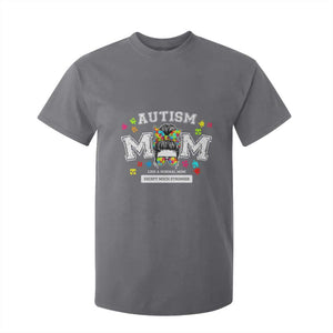 Autism Mom T Shirt For Kid Much Stronger Messy Bun ASD Autism Awareness TS10 Charcoal Print Your Wear