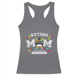 Autism Mom Racerback Tank Top Much Stronger Messy Bun ASD Autism Awareness TS10 Charcoal Print Your Wear