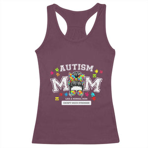 Autism Mom Racerback Tank Top Much Stronger Messy Bun ASD Autism Awareness TS10 Maroon Print Your Wear