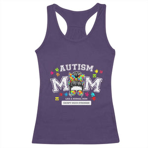 Autism Mom Racerback Tank Top Much Stronger Messy Bun ASD Autism Awareness TS10 Purple Print Your Wear