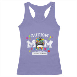 Autism Mom Racerback Tank Top Much Stronger Messy Bun ASD Autism Awareness TS10 Violet Print Your Wear
