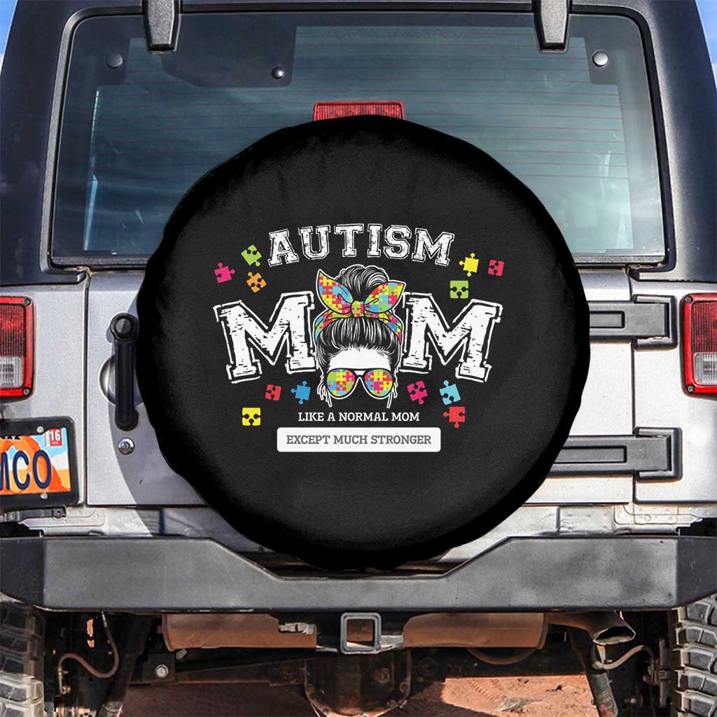 Autism Mom Spare Tire Cover Much Stronger Messy Bun ASD Autism Awareness TS10 No hole Black Print Your Wear