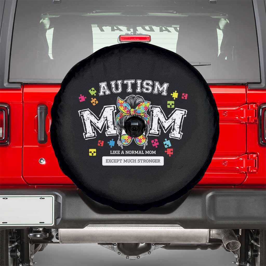 Autism Mom Spare Tire Cover Much Stronger Messy Bun ASD Autism Awareness TS10 Black Print Your Wear