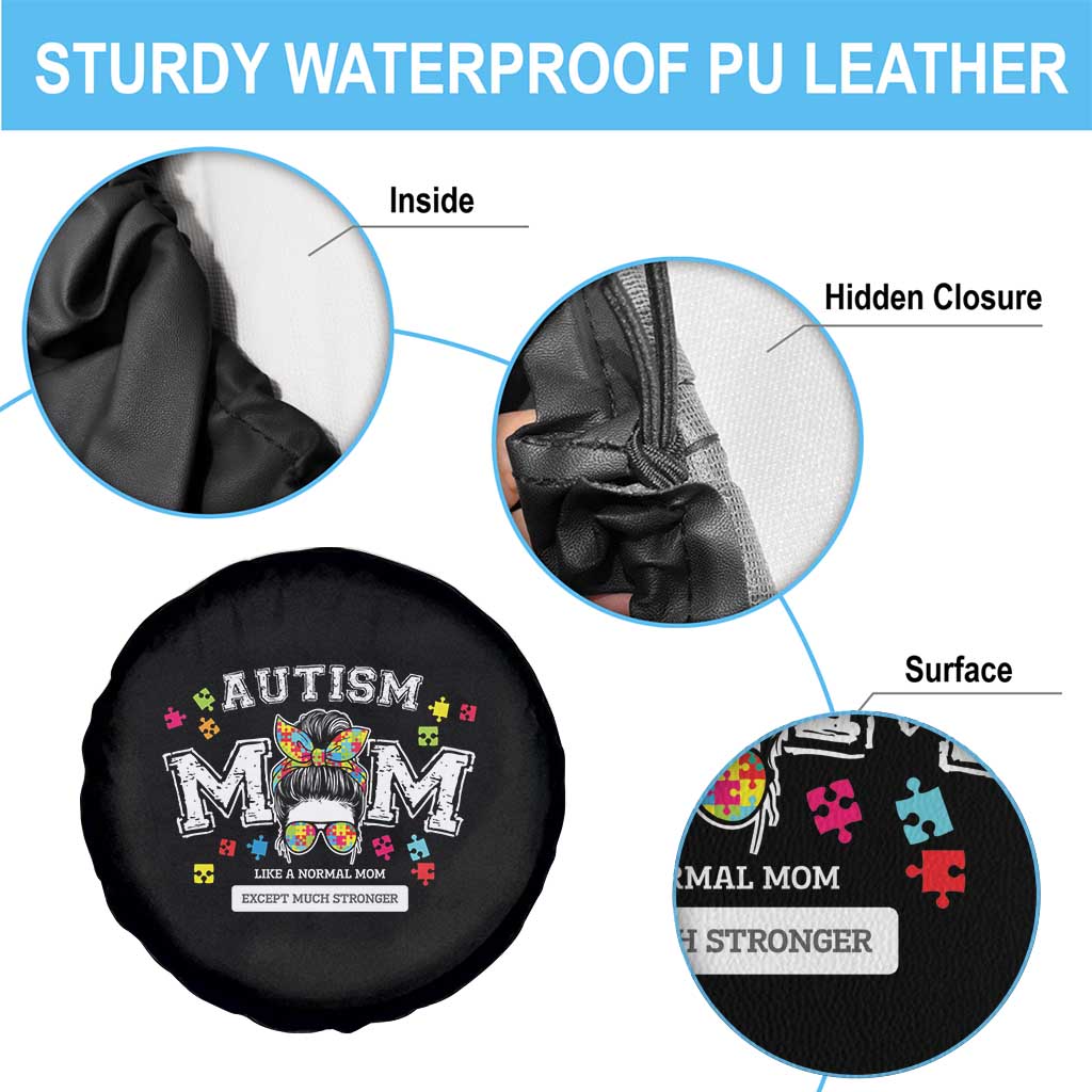 Autism Mom Spare Tire Cover Much Stronger Messy Bun ASD Autism Awareness TS10 Print Your Wear