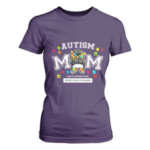 Autism Mom T Shirt For Women Much Stronger Messy Bun ASD Autism Awareness TS10 Purple Print Your Wear