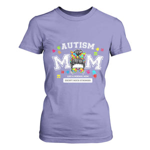 Autism Mom T Shirt For Women Much Stronger Messy Bun ASD Autism Awareness TS10 Violet Print Your Wear