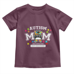 Autism Mom Toddler T Shirt Much Stronger Messy Bun ASD Autism Awareness TS10 Maroon Print Your Wear