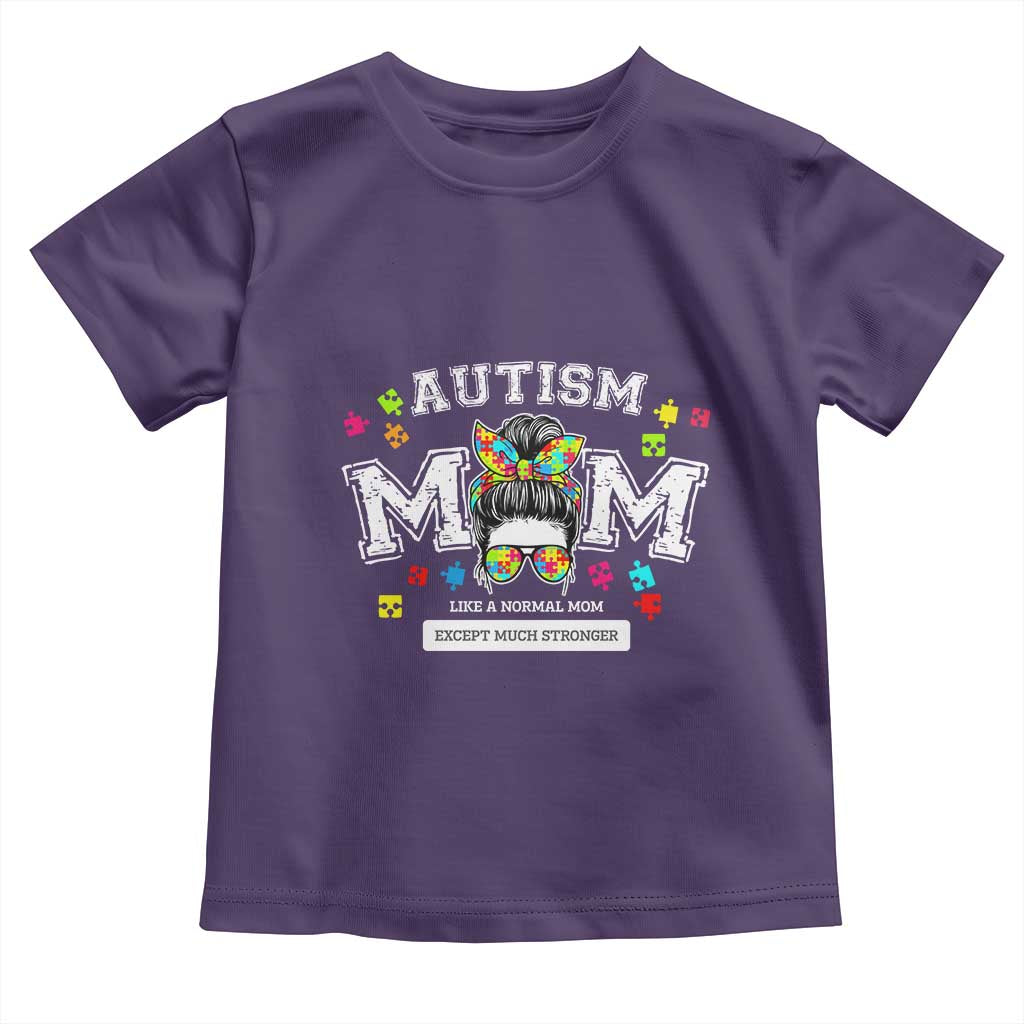 Autism Mom Toddler T Shirt Much Stronger Messy Bun ASD Autism Awareness TS10 Purple Print Your Wear
