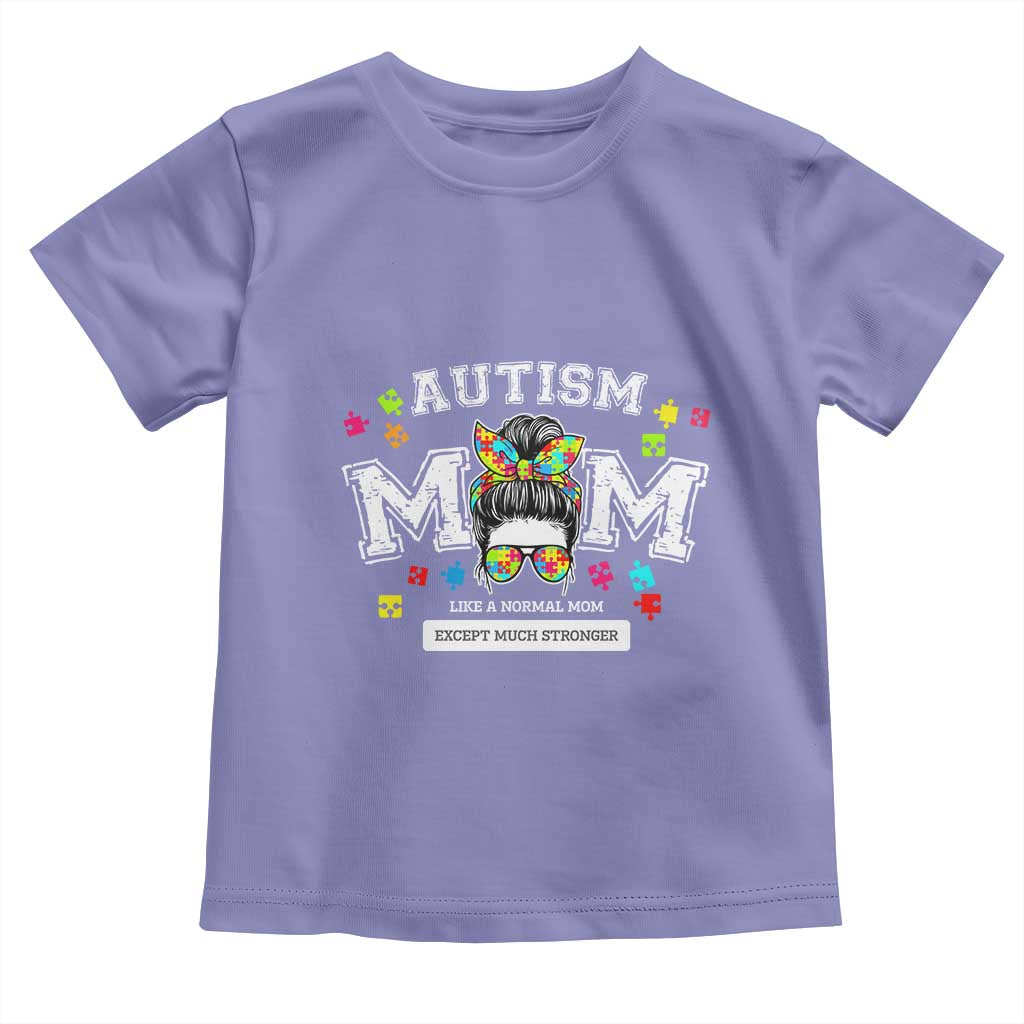 Autism Mom Toddler T Shirt Much Stronger Messy Bun ASD Autism Awareness TS10 Violet Print Your Wear