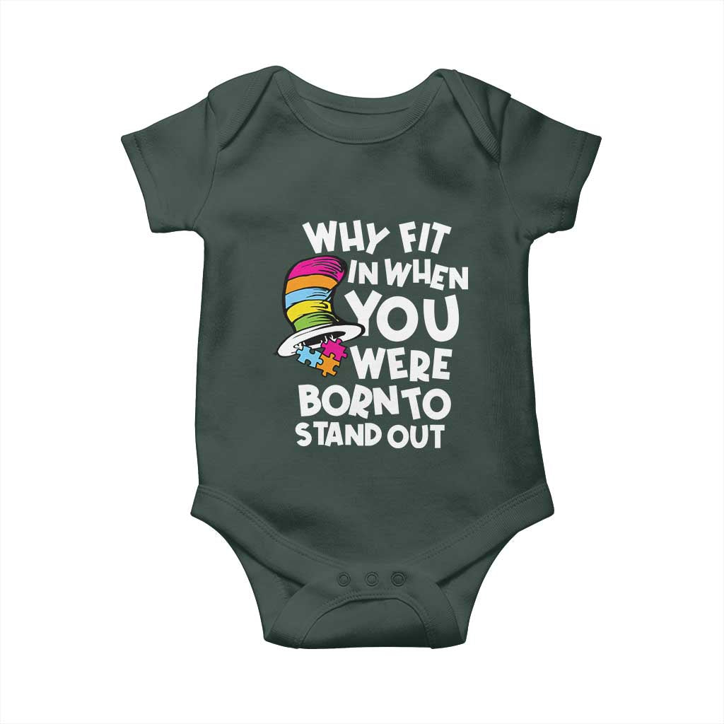 Autism Awareness Baby Onesie Why Fit In When You Were Born To Stand Out Autistic Pride TS10 Print Your Wear