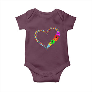 Autism Awareness Love Heart Puzzle Piece Baby Onesie TS10 Maroon Print Your Wear