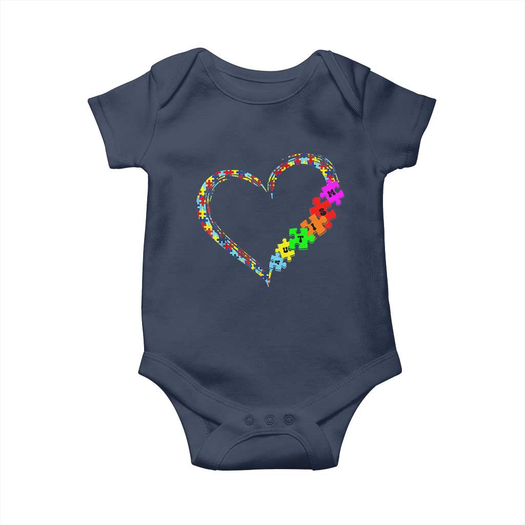 Autism Awareness Love Heart Puzzle Piece Baby Onesie TS10 Navy Print Your Wear