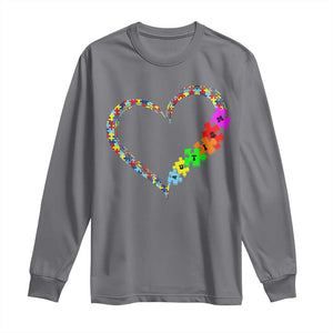 Autism Awareness Love Heart Puzzle Piece Long Sleeve Shirt TS10 Charcoal Print Your Wear