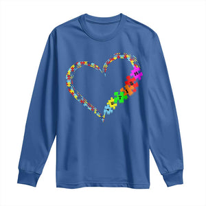Autism Awareness Love Heart Puzzle Piece Long Sleeve Shirt TS10 Royal Blue Print Your Wear