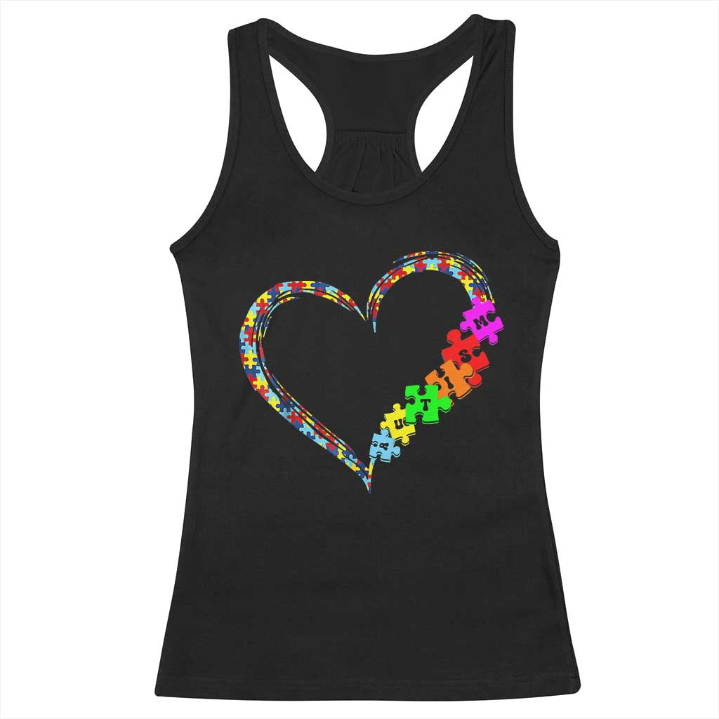 Autism Awareness Love Heart Puzzle Piece Racerback Tank Top TS10 Black Print Your Wear