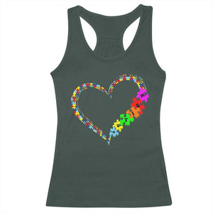 Autism Awareness Love Heart Puzzle Piece Racerback Tank Top TS10 Dark Forest Green Print Your Wear