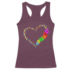 Autism Awareness Love Heart Puzzle Piece Racerback Tank Top TS10 Maroon Print Your Wear